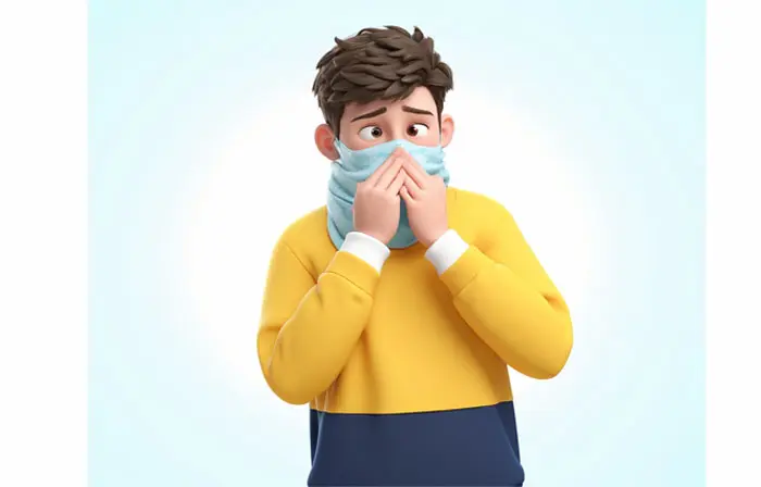 Best 3D Character Artwork of Man Using Napkin for Mouth and Nose Allergy image